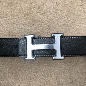Hermès H Logo Belt Black